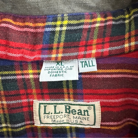 LL Bean Vintage Over Shirt Plaid Lined Size XLT - Picture 5 of 12